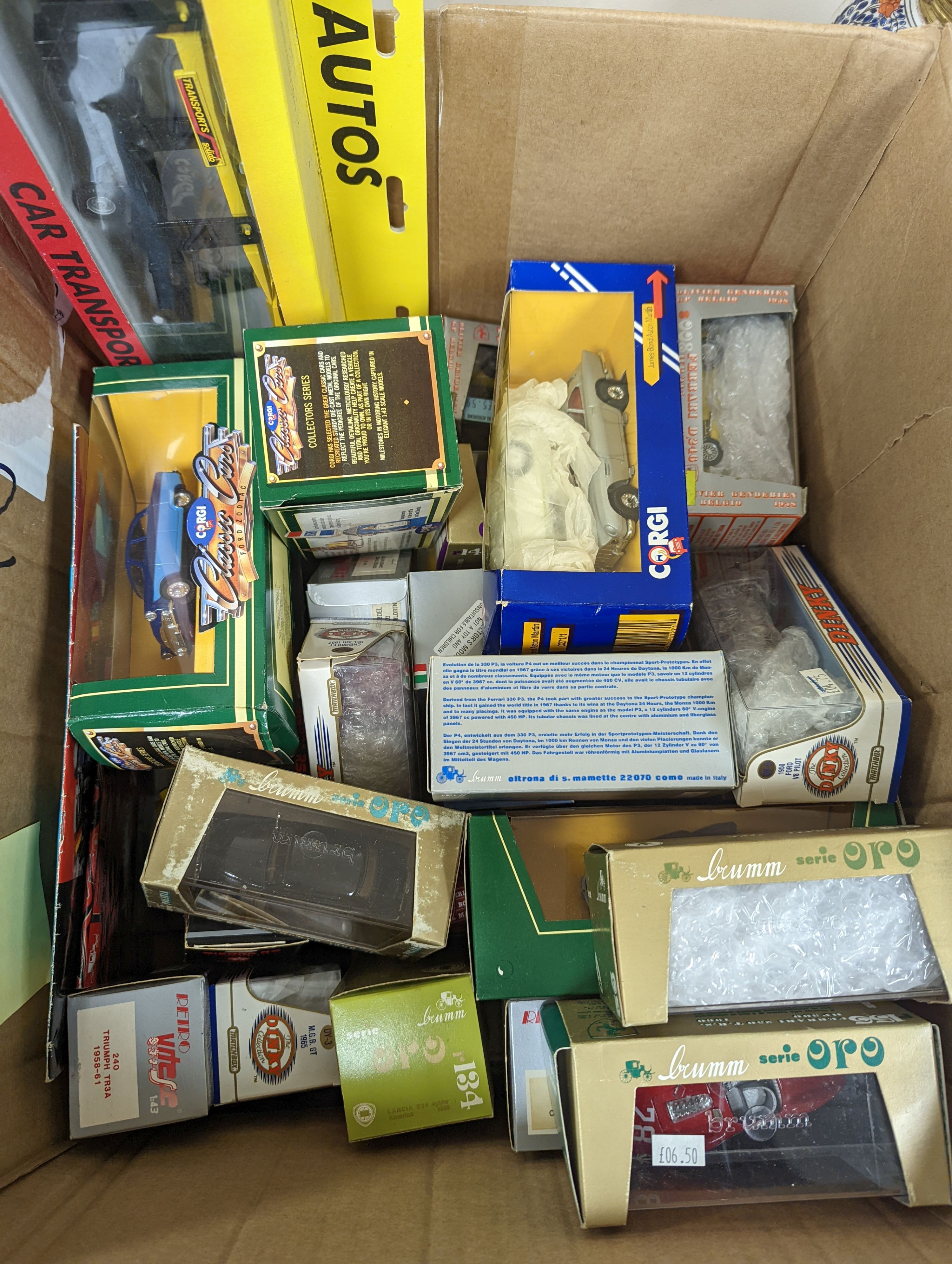 A group of assorted diecast cars including Brumm and Dinky.